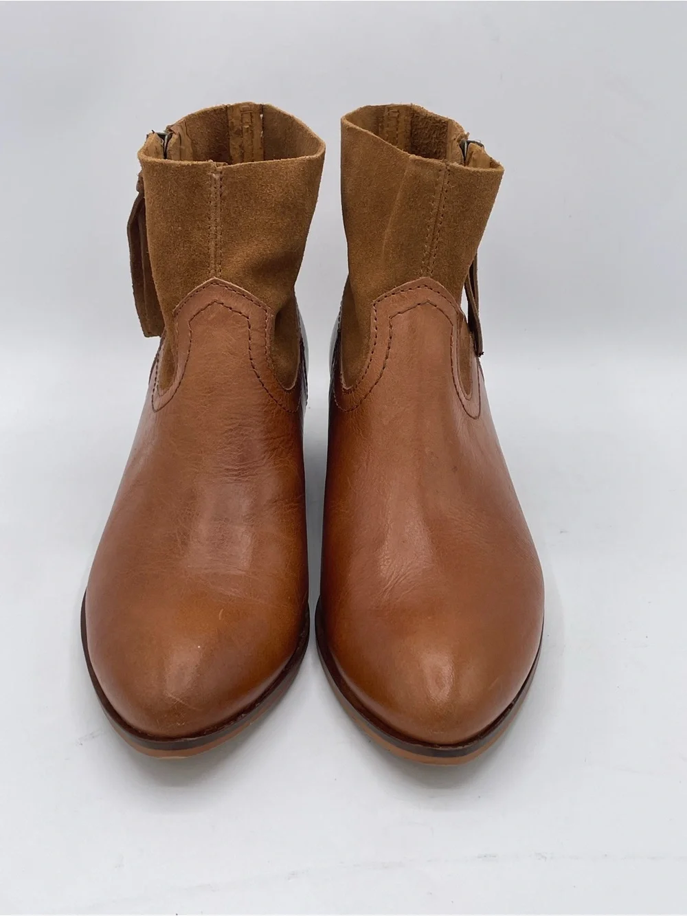 Frye & Co. “Rubie” Leather Suede Leather Ankle Boots